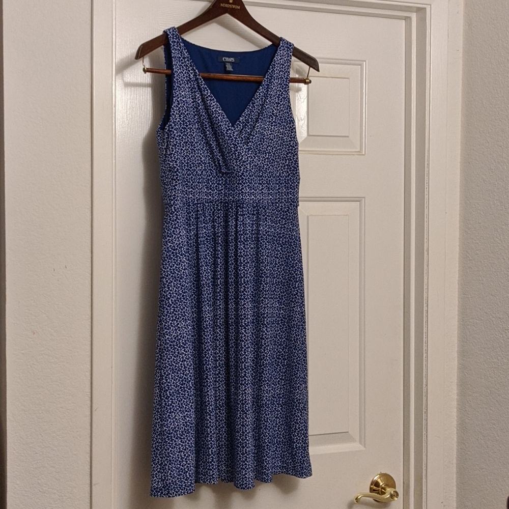 Women's Chaps Blue Dress with white print